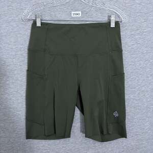 Zero Foxtrot Womens Size Medium Olive Green Athletic Bike Shorts Pockets 31043